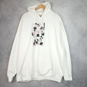 Vapor95 NEMUPAN Hoodie Mens 3XL White Anime Onigiri Graphic Vaporwave Sweatshirt